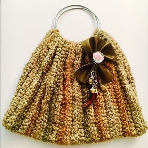 Crochet Brown & Tan Handbag Purse