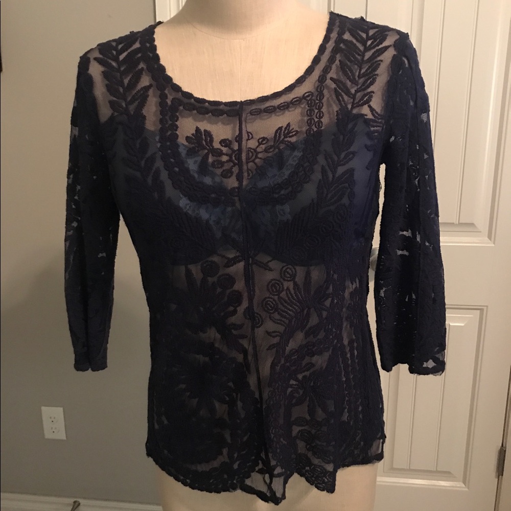 Navy blue lace top