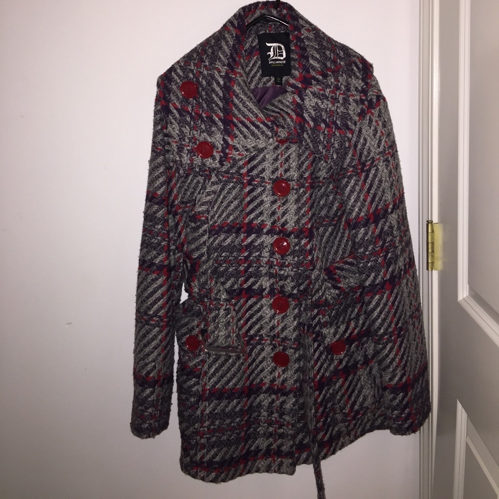 Red, Purple, Gray Pea Coat