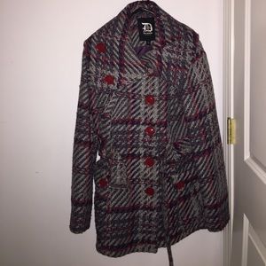 Red, Purple, Gray Pea Coat