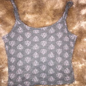 Printed green cropped tank