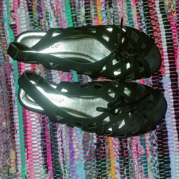 Bamboo black slingback sandals - Picture 1 of 4