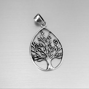Sterling Silver Teardrop Tree Of Life Pendant, Fortune Trees, Zen Jewelry