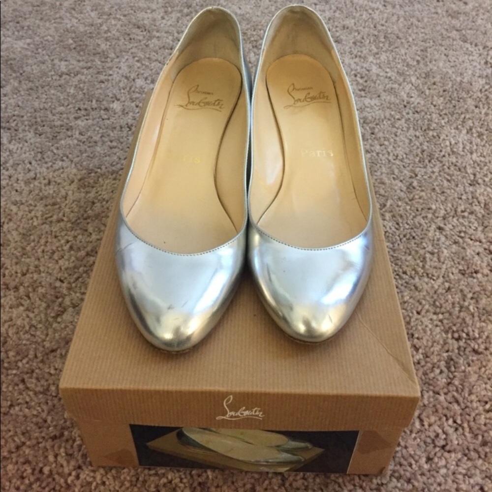 Louboutin silver wedges 37 worn