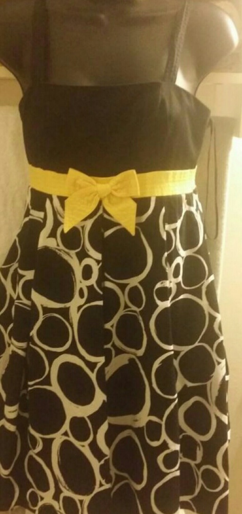 Liz Claiborne black, yellow, white dress
