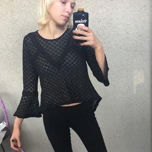 Black and gold lace blouse