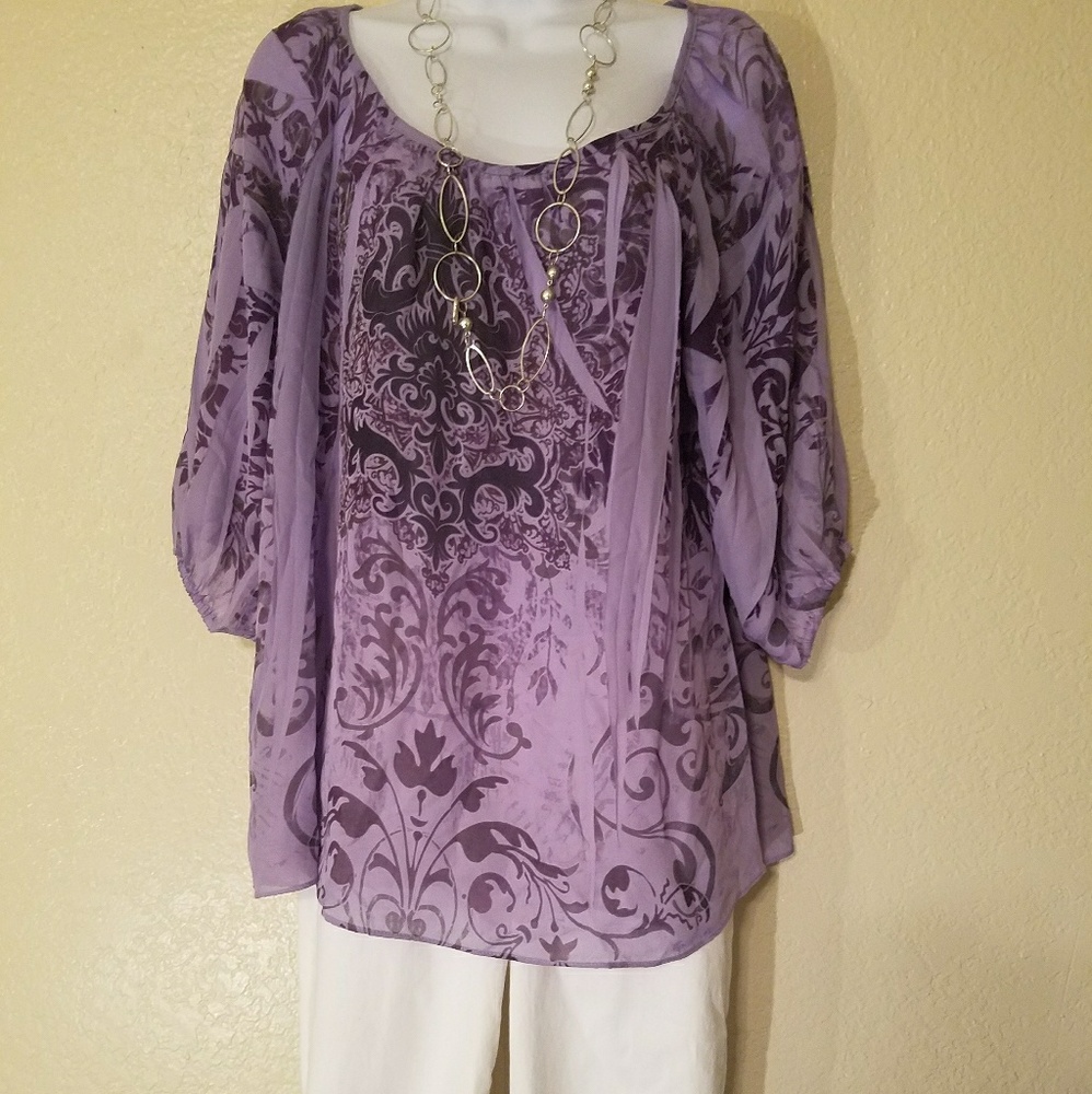 Dress Barn floral blouse size large - Picture 1 of 4