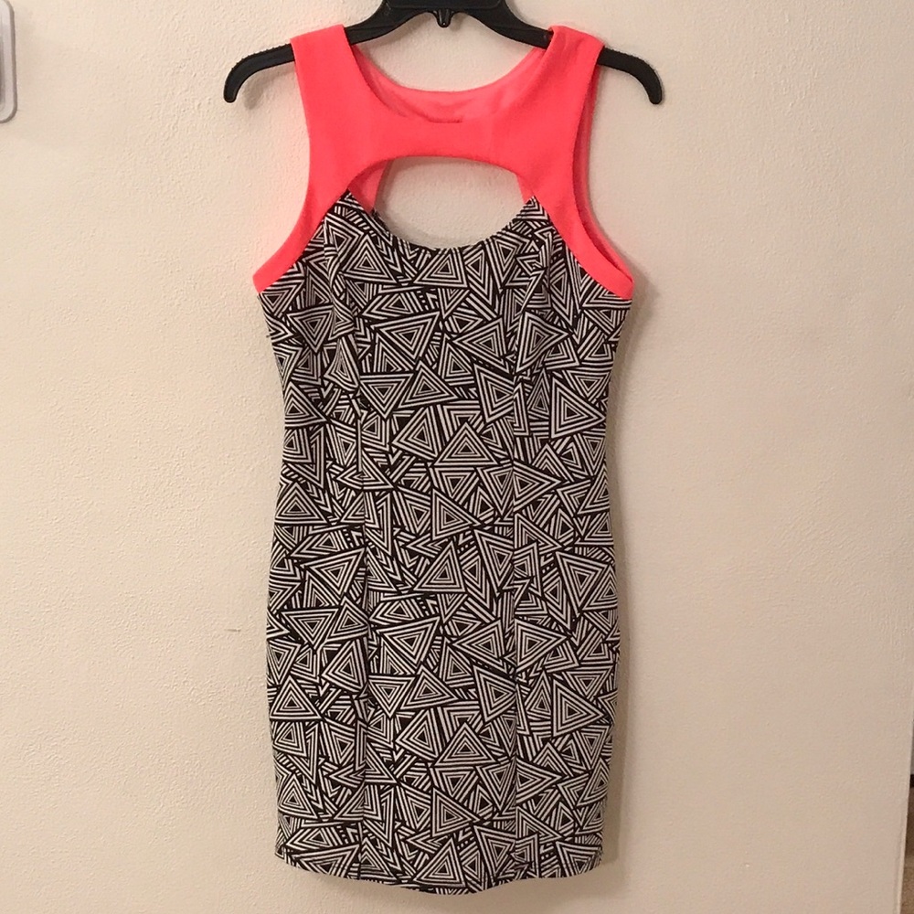 Hot pink/ black and white dress