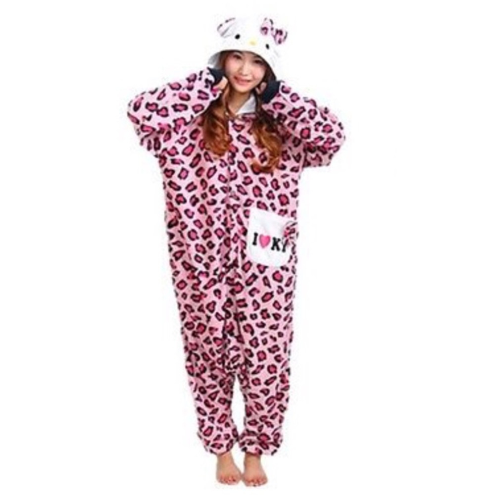 Pink leopard hello kitty kigurumi