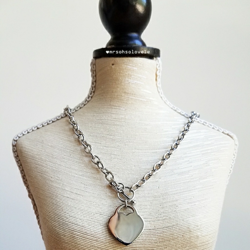 Beautiful Stainless steel heart toggle necklace