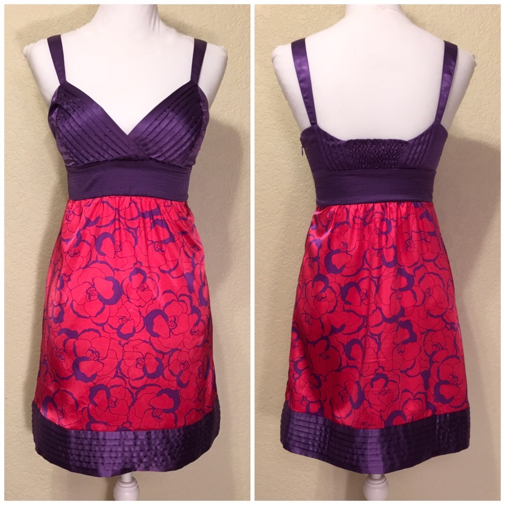 G. By Guess Purple & Red Floral Print Dress