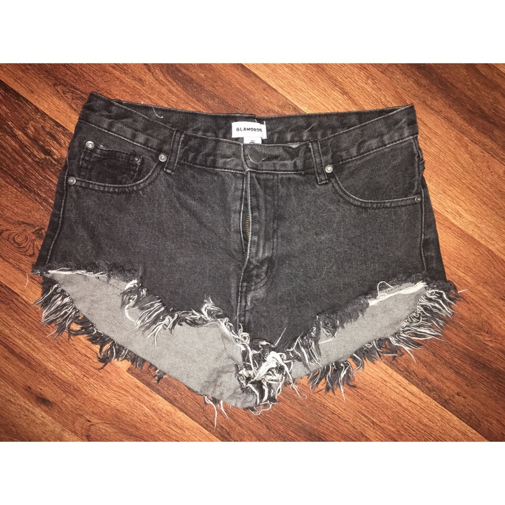 Black Wash Denim Shorts