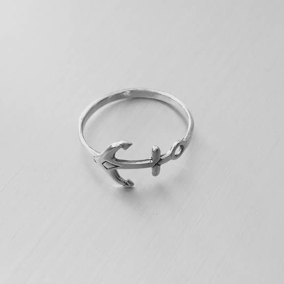 Sterling Silver Anchor Ring, Dainty Ring, Silver Rings, Cross Ring, Ship Ring - Picture 2 of 5