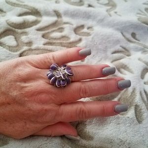 Silver Rush~ 925 Silver & Purple Jasper Charm Ring