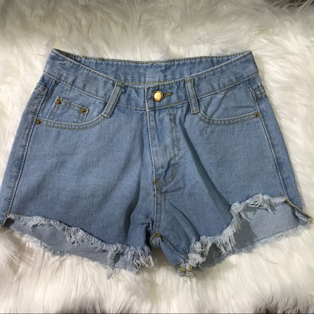 Frayed Hem Denim Shorts