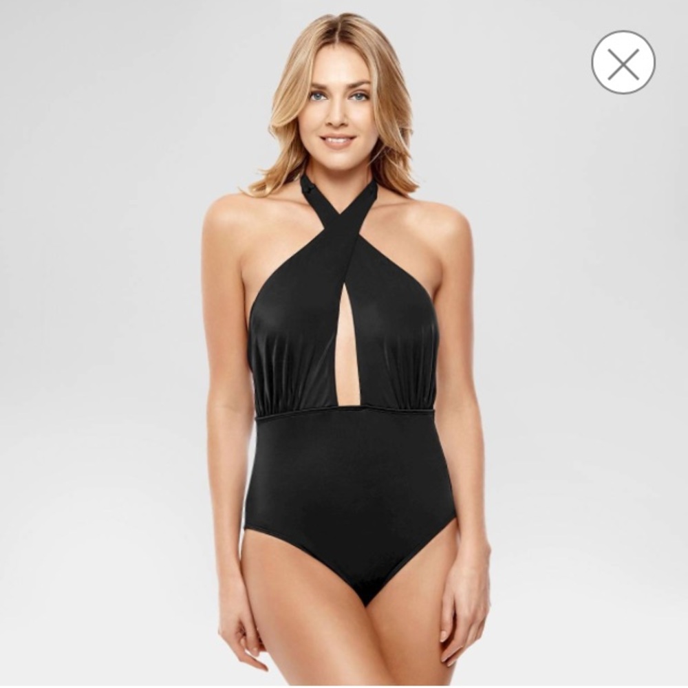 Slimming control wrap high neck one-piece swim
