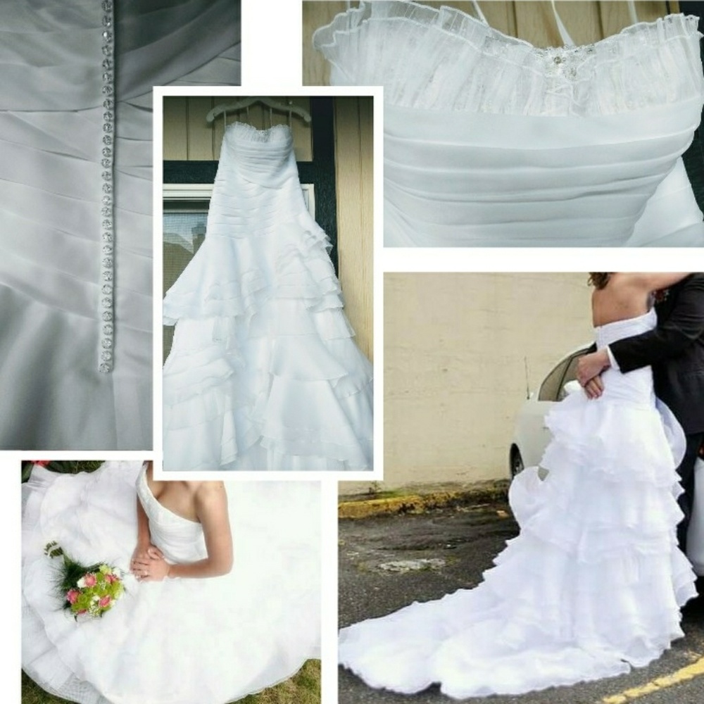 White Strappless Wedding Dress