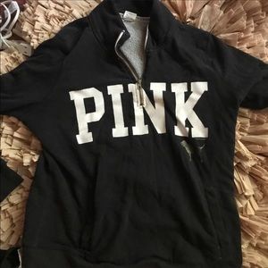 Pink zip up v neck
