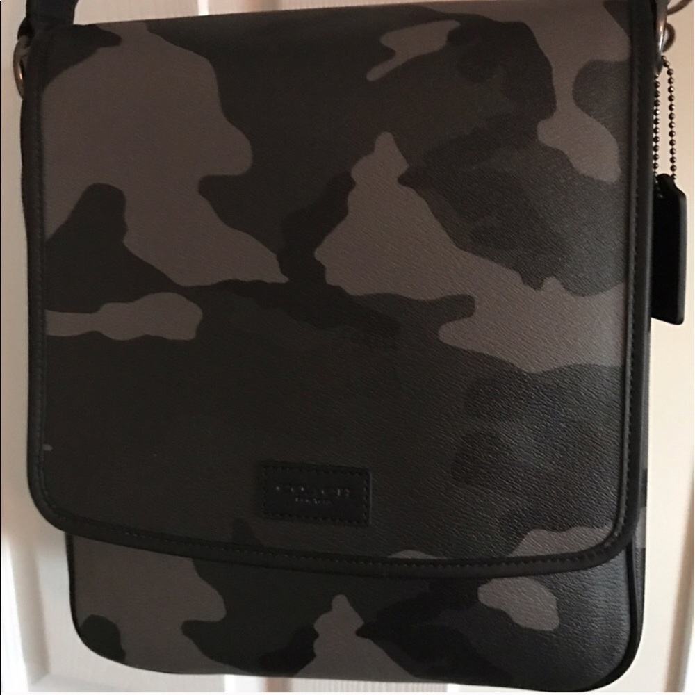 Authentic Coach black and gray camo messenger bag