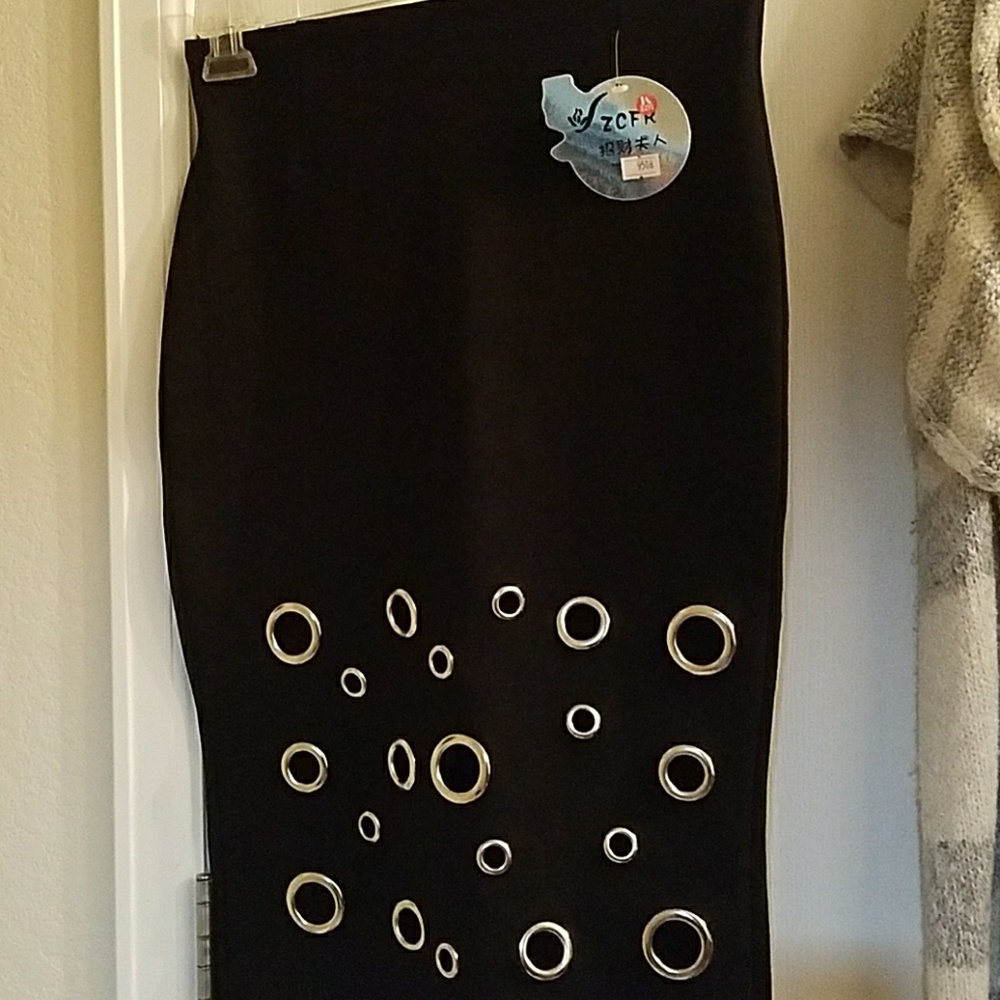 Black pencil skirt with bling.