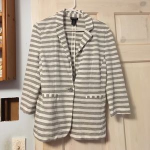 Gray and white striped blazer