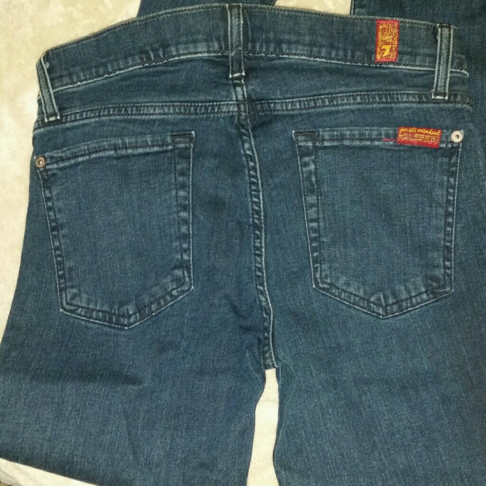 7 for all Mankind dark blue skinny boot jeans
