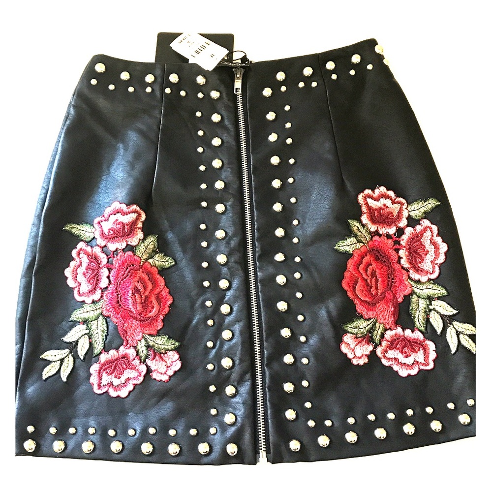 *SOLD LF One Way studded black leather skirt NWT