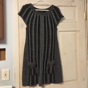 Black and gray sweater dress