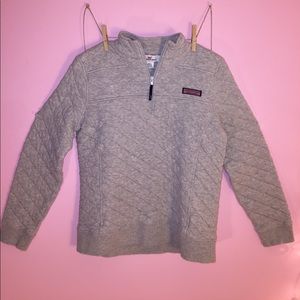 Quilted Heather Grey Quarter Zip