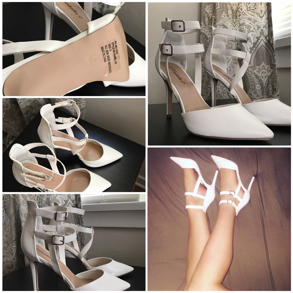 White strappy heels