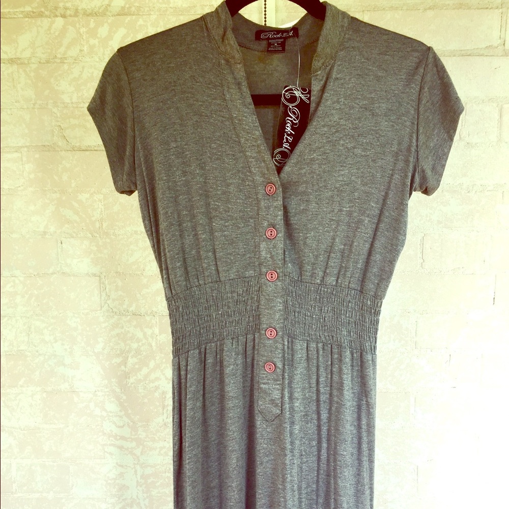 New Rock L.A. Grey Button Down Dress