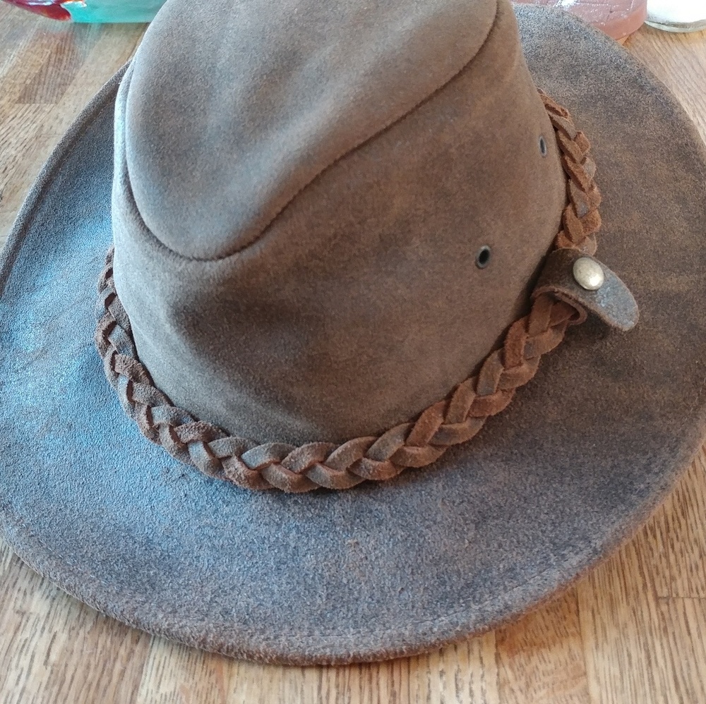 --final price--Genuine distressed leather hat.