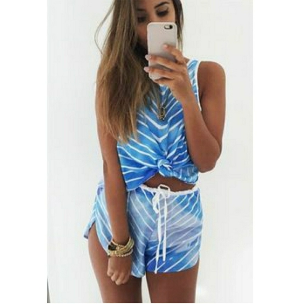 Sabo Skirt Blue Sea Breeze Set