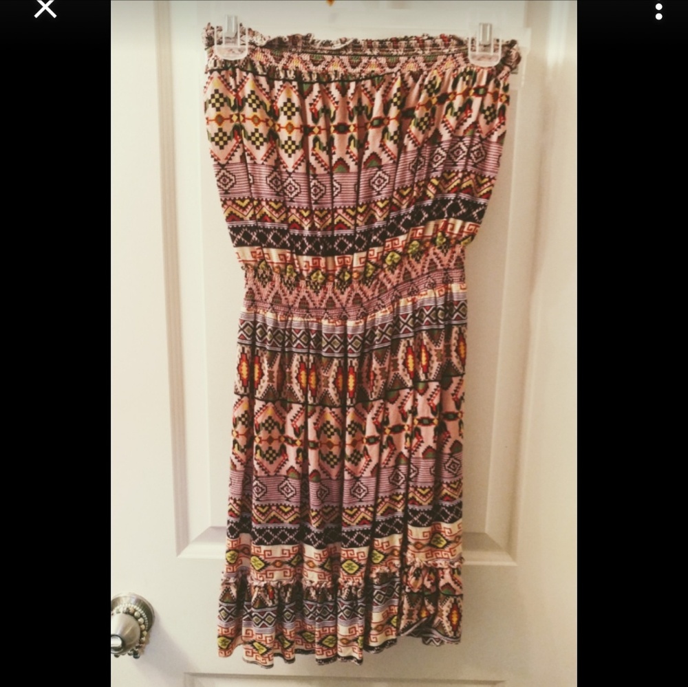 Strapless aztec dress