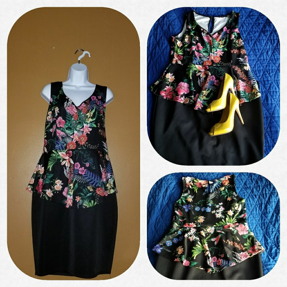 Plus Floral Peplum Dress