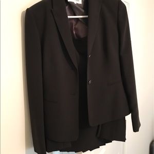 NWT Brown Calvin Klein Pleated Skirt Suit