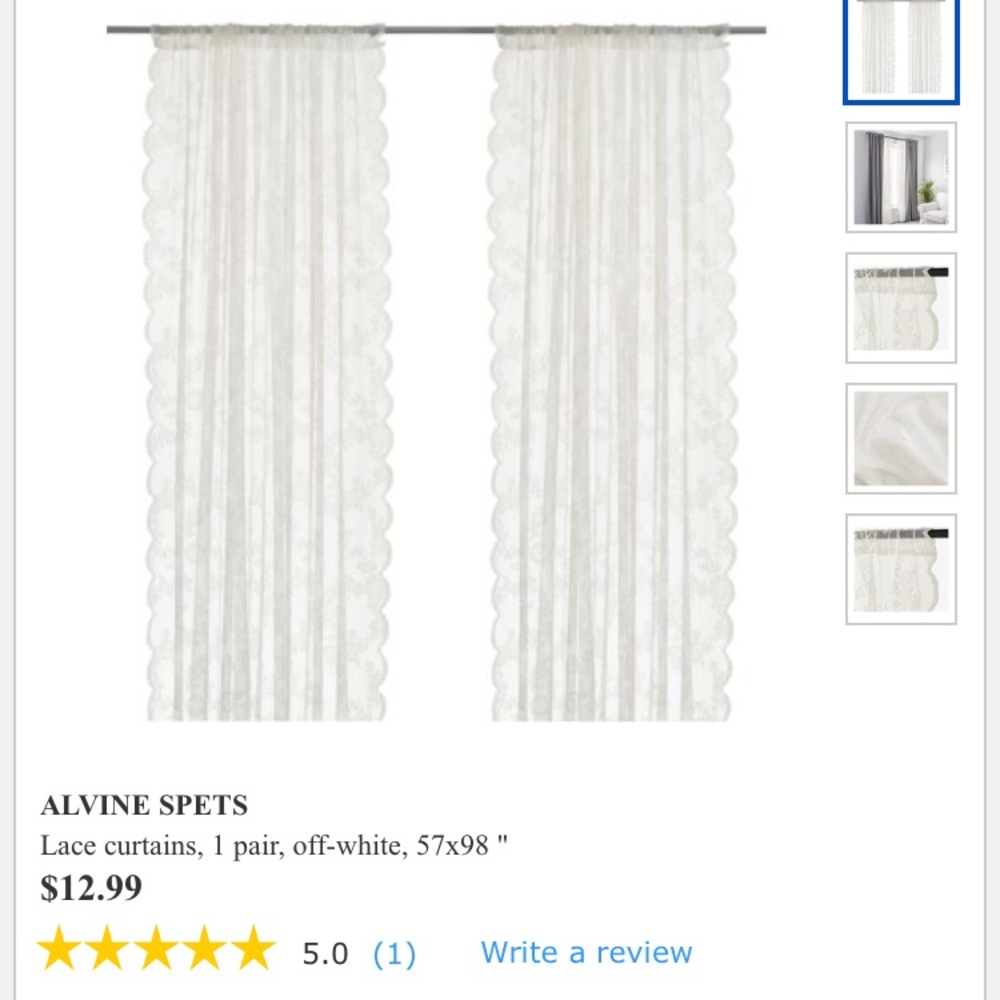 NWT IKEA Alvine Spets Lace Curtains (2 sets)