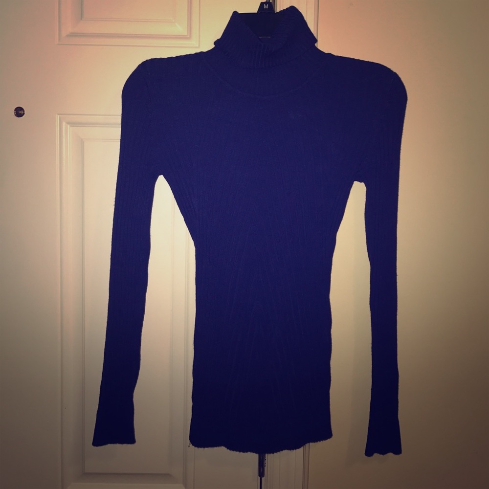 Light stretch blue turtle neck thin