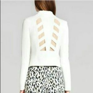 BCBG MAXAZRIA White Milan Cutout Crop Jacket
