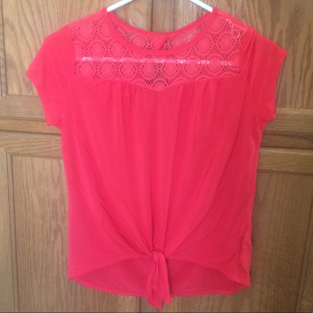 💥Sold💥 By & By Girl Pink Knot top semi Crop Top