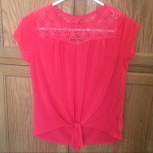 💥Sold💥 By & By Girl Pink Knot top semi Crop Top