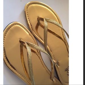 Gold flip flops