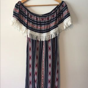 Aztec Print Off the Shoulder Dress