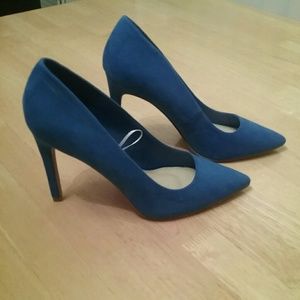 Cobalt Blue Faux Suede Dress Pumps, NWOT