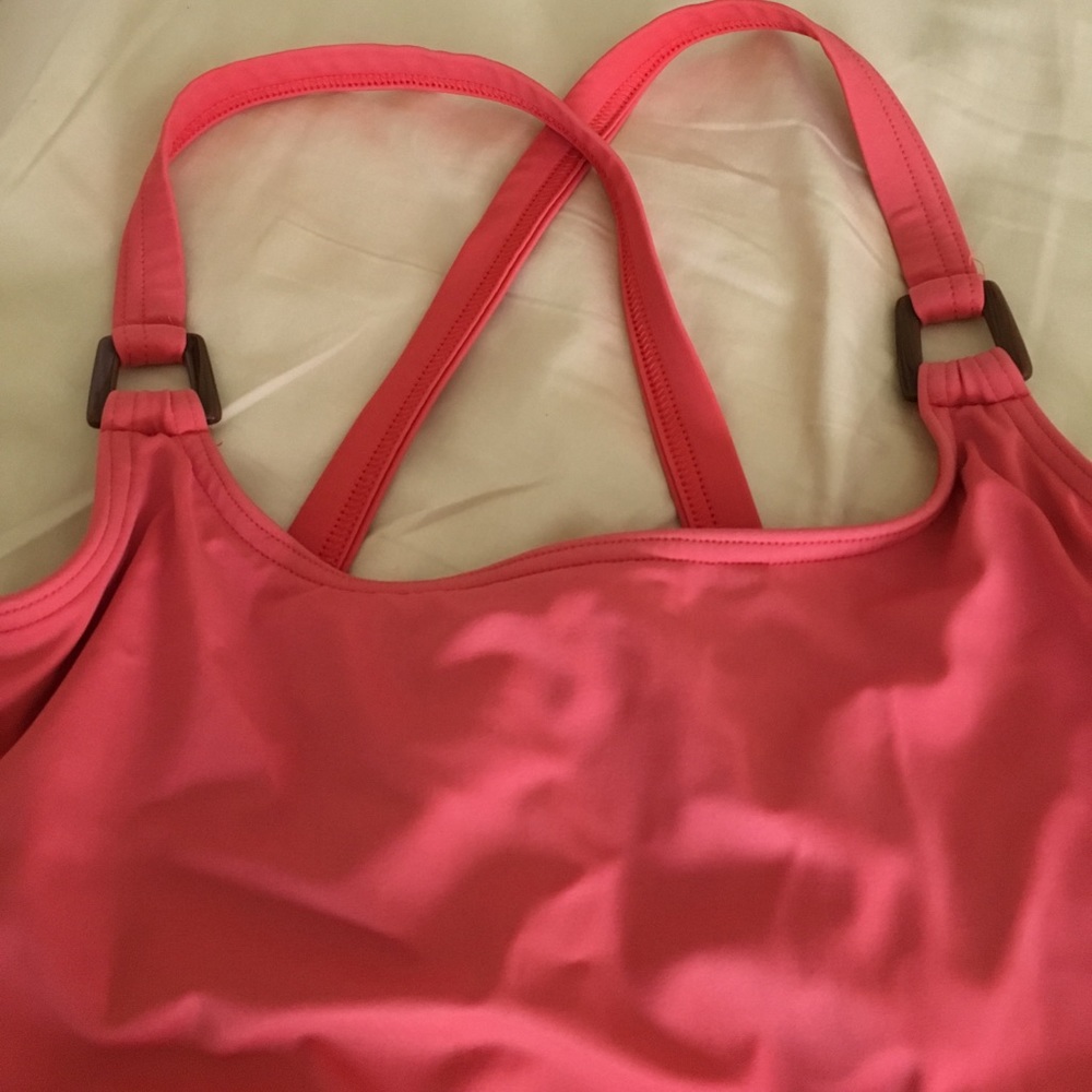 Coral orange Lands' End tankini top. Size 10.