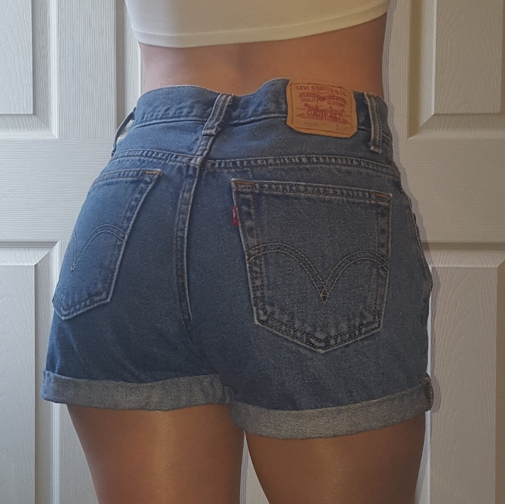Levi's Vintage High Waist Denim Jean Shorts Cuffed