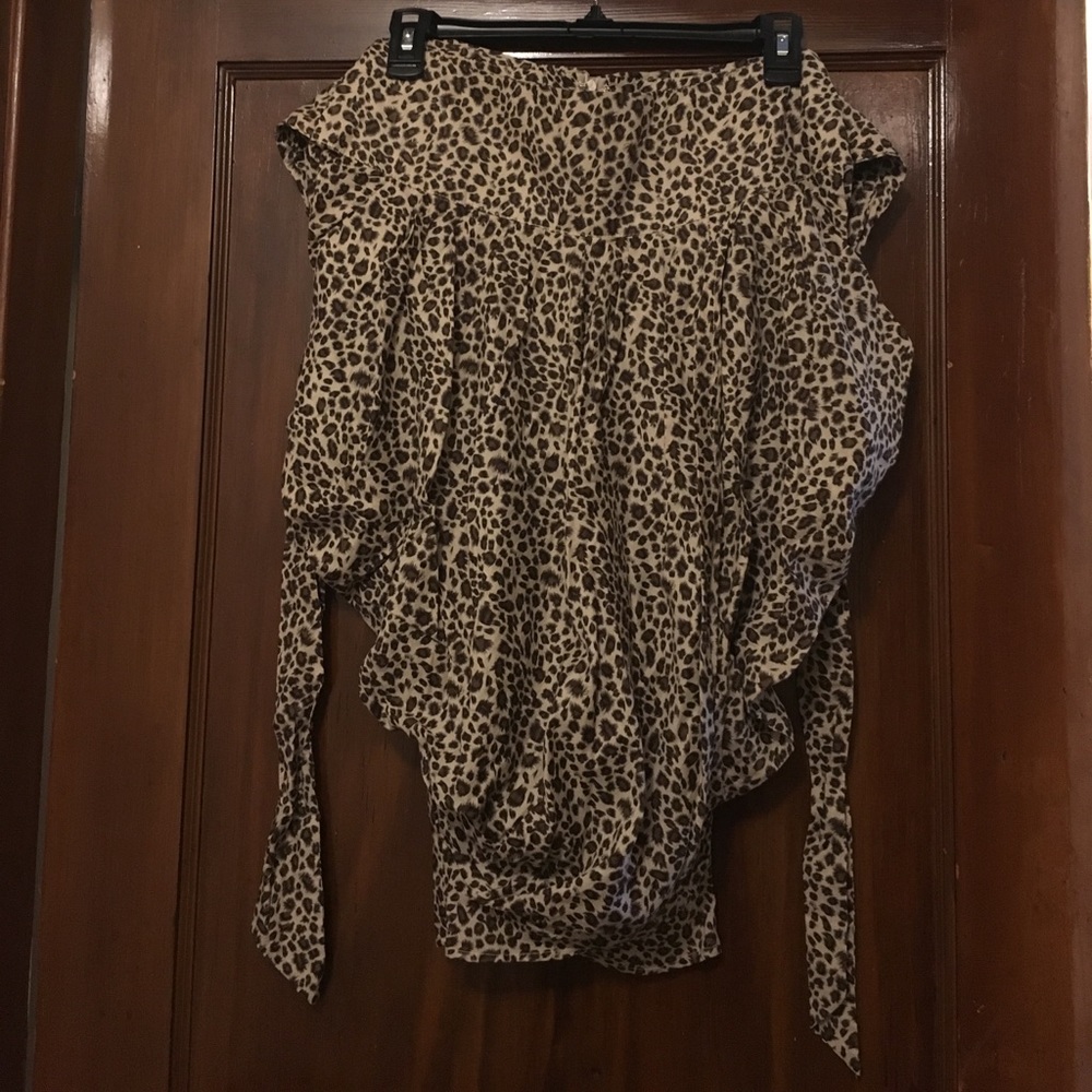 Harem style leopard print midi skirt