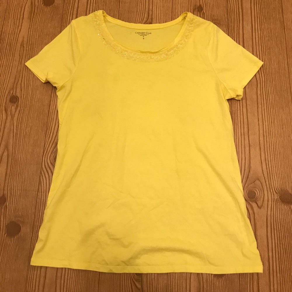 Cold water Creek Short Sleeeve Sequin Shirt