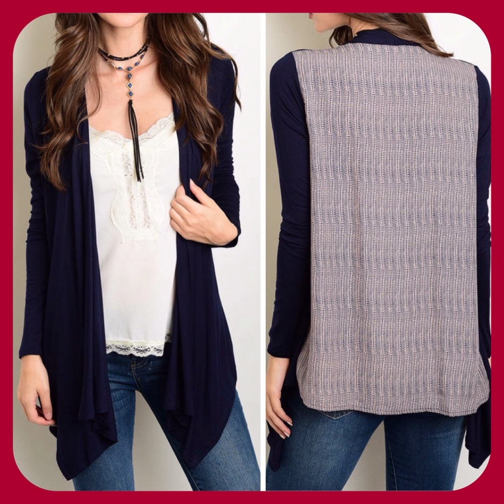 Navy Peach Cardigan (MADE USA)