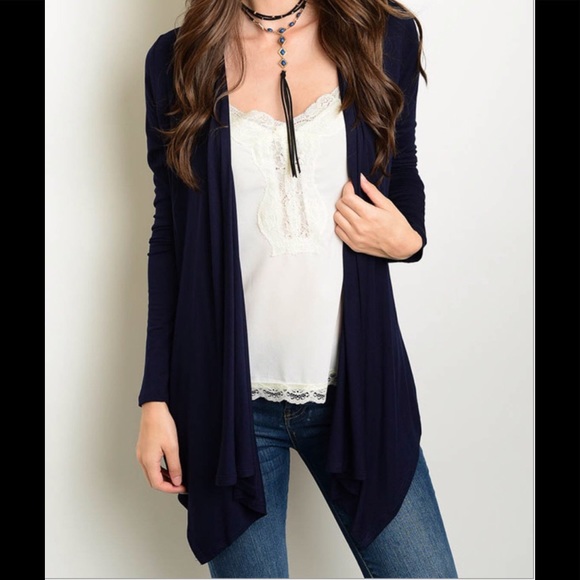 Navy Peach Cardigan (MADE USA) - Picture 2 of 5